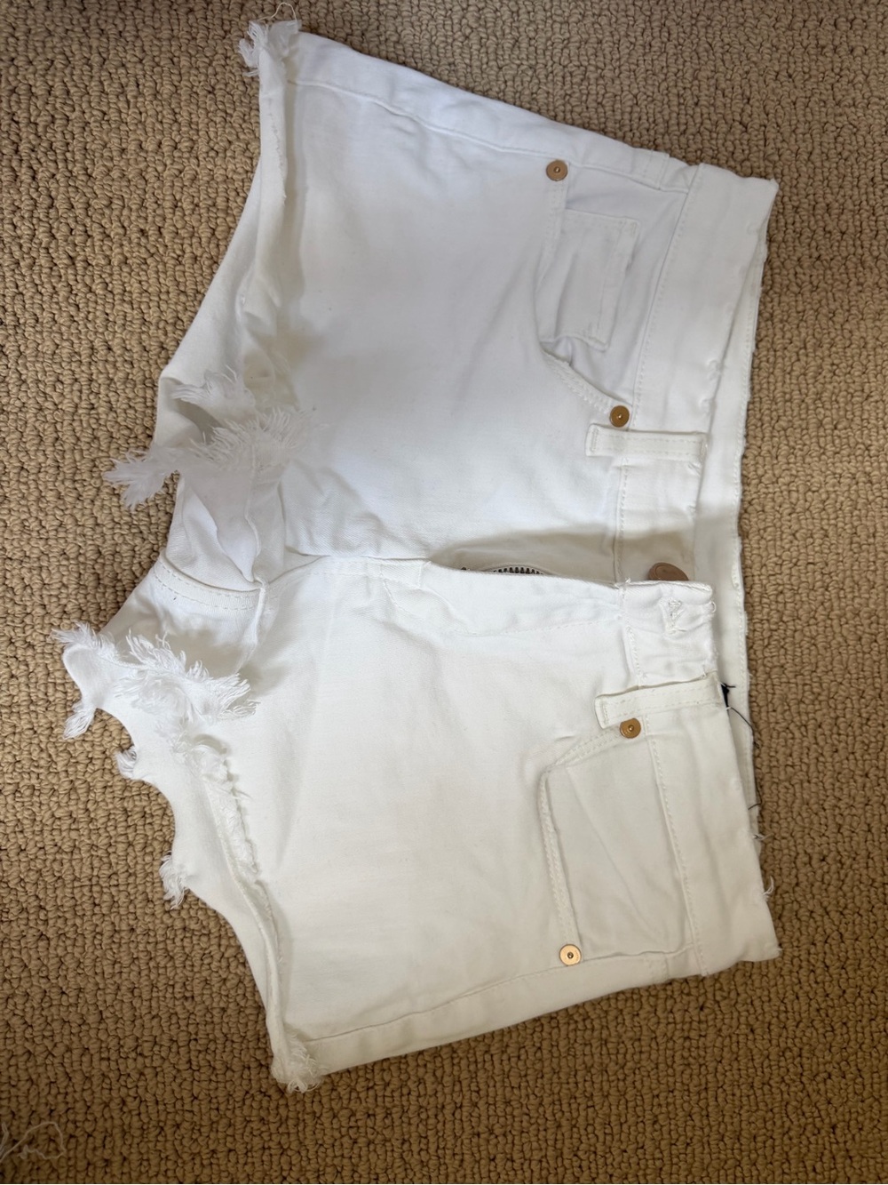 Blank NYC White Distressed Frayed Hem Denim Shorts